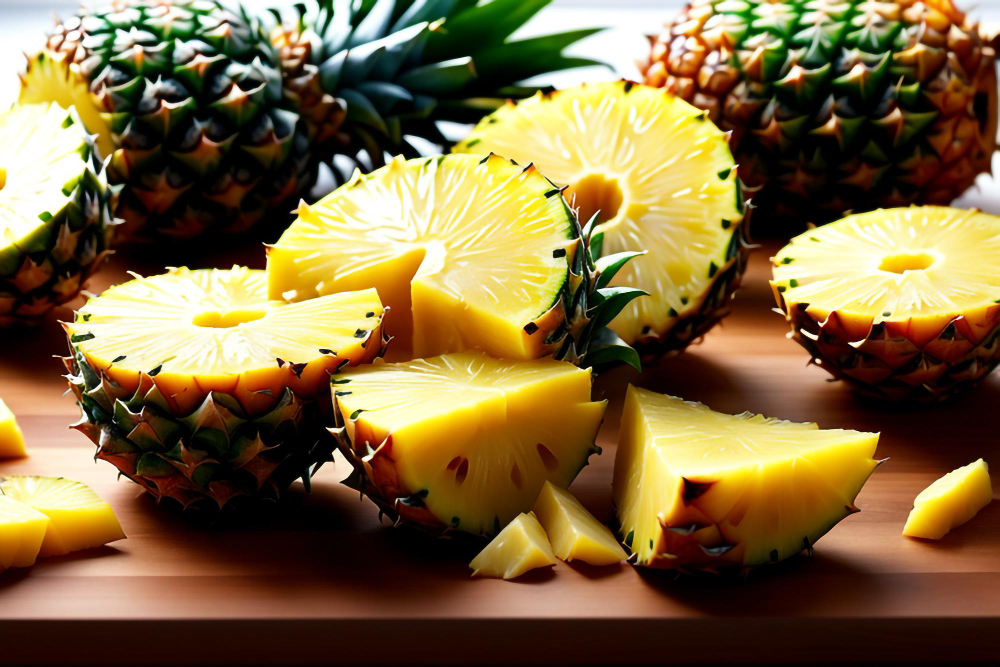 Warum Ananas ein Schlüssel zur ausgewogenen Ernährung ist?
Im Bild eine frische, aufgeschnittene Ananas-Frucht