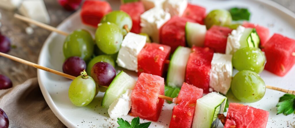 Frische Ideen für leichte Sommersalate & CO zum Grillen . Mit Feta und Melonen