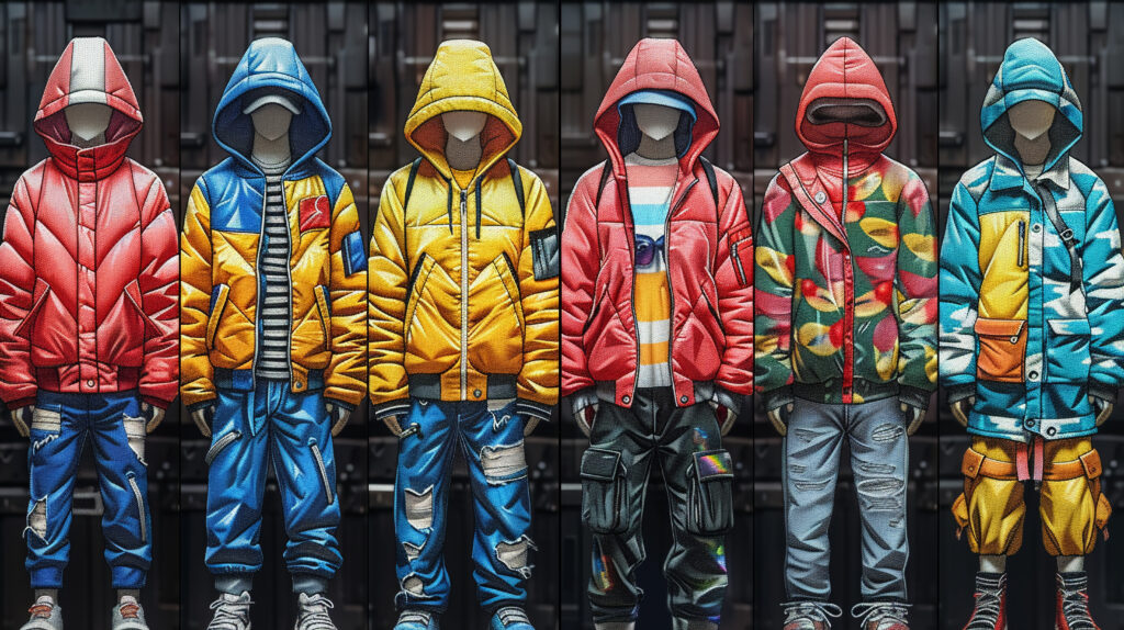 Neue Modetrends für Herbst-Winter 2024, Outdoor-Kleidung  in buntem Look