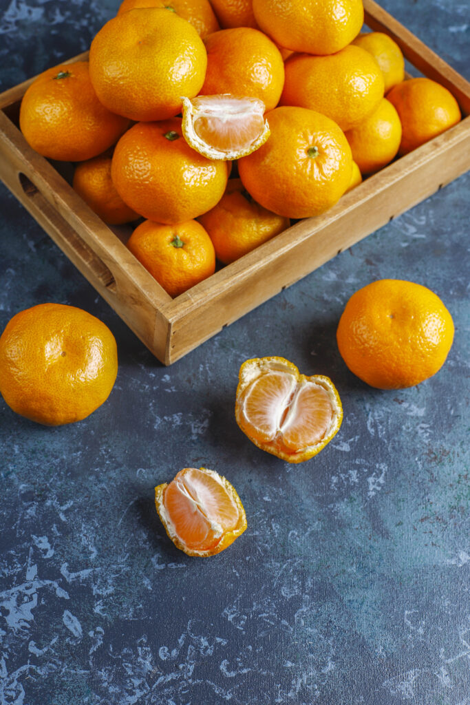 Eng verwandte Zitrusfrüchte Clementine-Mandarine-Satsuma